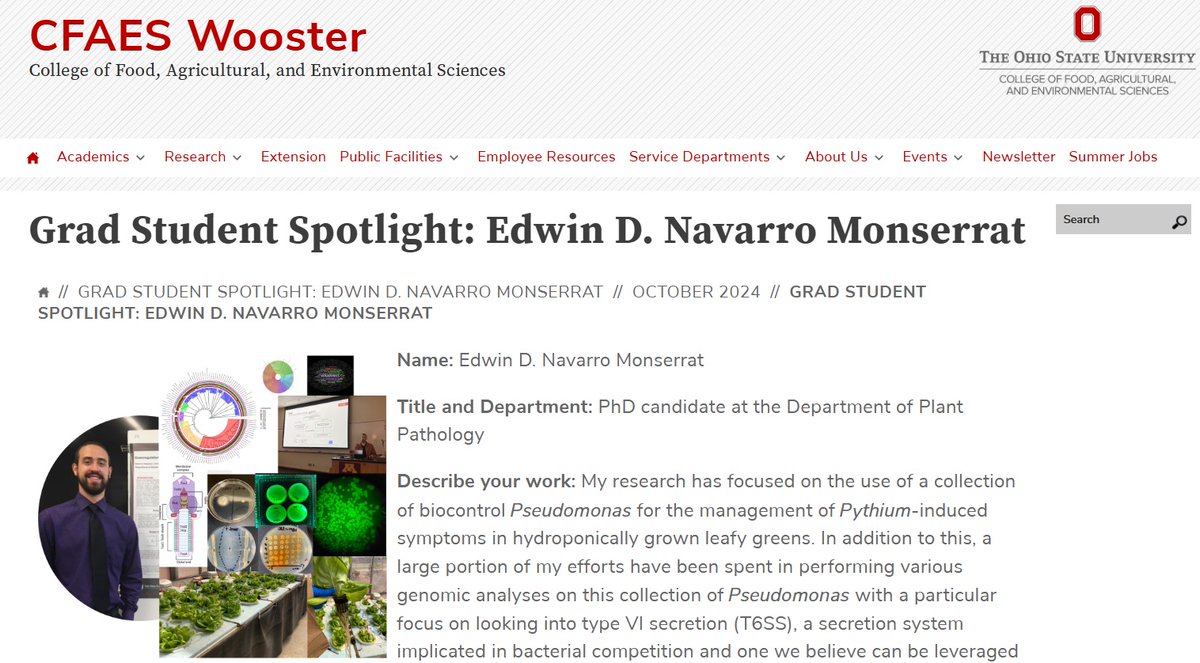 Ohio State Plant Pathology Graduate Students (@osuppgsa) on Twitter photo Shout Out 👏 to our grad student <a href="/EdwinDanielNav/">Edwin D. Navarro</a>, who has been ✨️highlighted✨️ in the <a href="/CFAES_OSU/">Ohio State - CFAES</a> Wooster campus newsletter. Read the note at: wooster.osu.edu/newsletter/woo… Shout Out 👏 to our grad student <a href="/EdwinDanielNav/">Edwin D. Navarro</a>, who has been ✨️highlighted✨️ in the <a href="/CFAES_OSU/">Ohio State - CFAES</a> Wooster campus newsletter. Read the note at: wooster.osu.edu/newsletter/woo…
