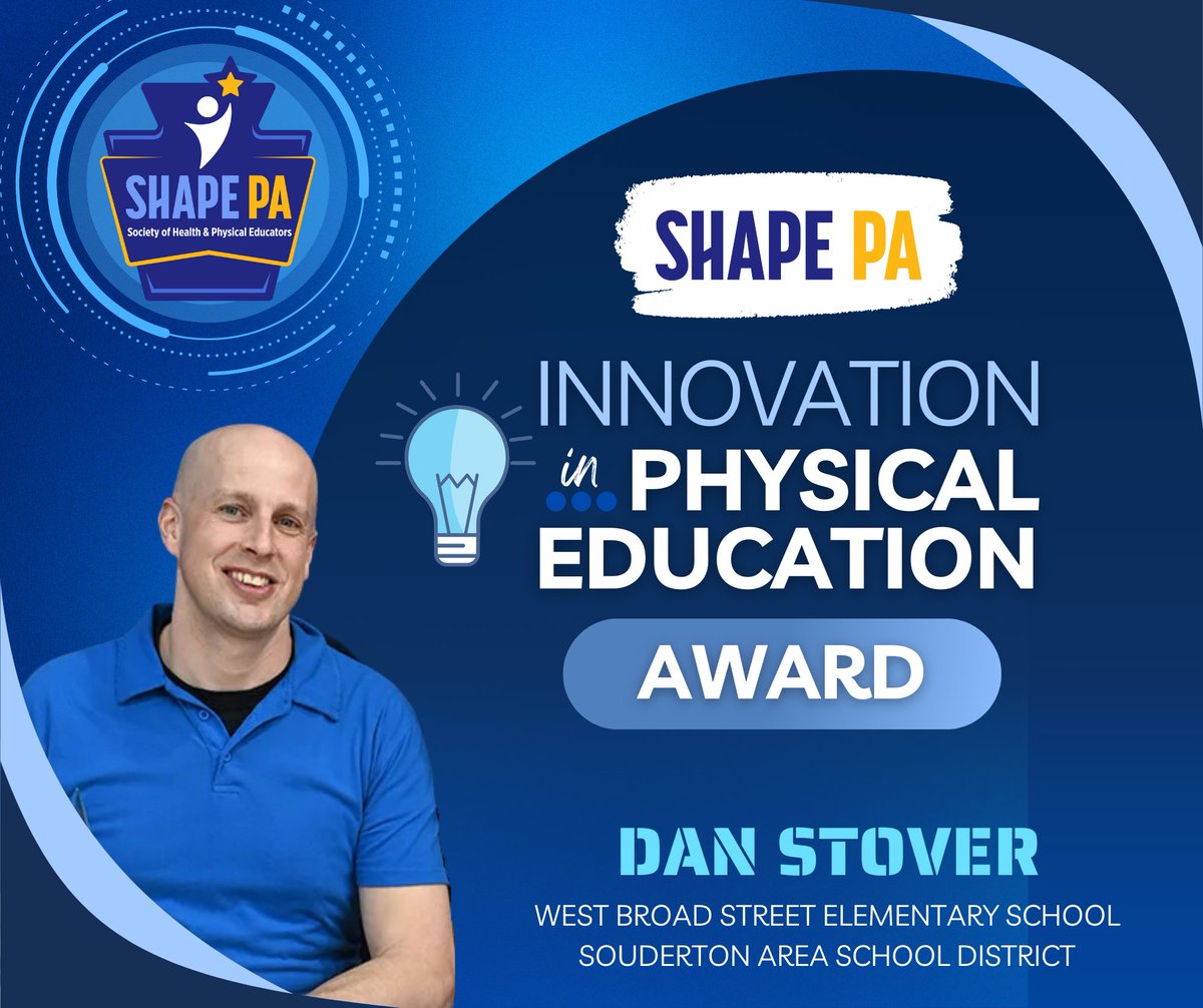 SHAPE_PA's tweet photo. Congratulations to Dan Stover from Souderton SD, the winner of the Innovation in PE Award! ๐ Danโs creativity and dedication are transforming the way students experience physical education.
Weโre proud to celebrate you, @SASD_WestBroad! Keep inspiring! ๐ #AwardsWeek #SHAPEPA https://t.co/oILVDTGzUP
