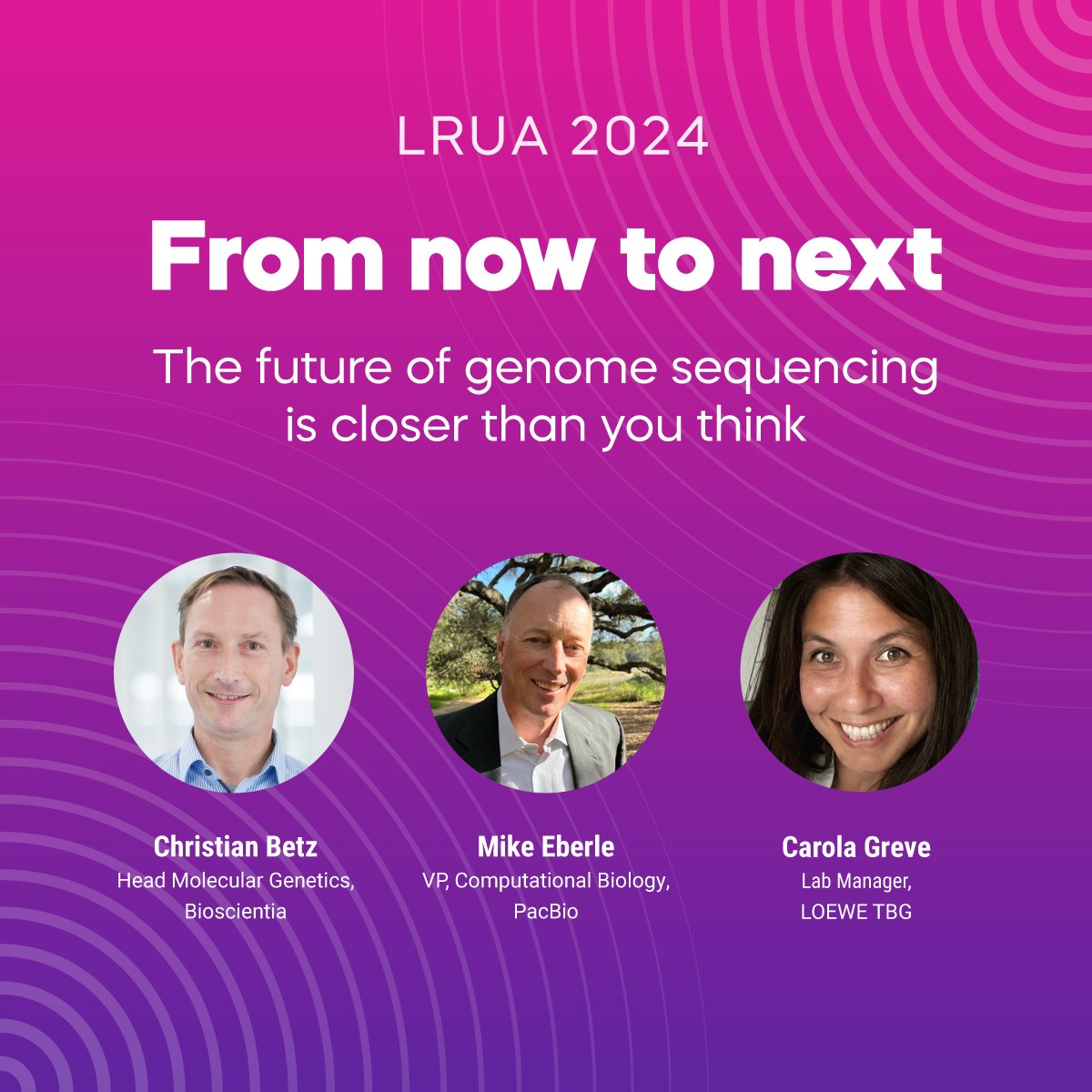 PacBio (@pacbio) on Twitter photo Join our PacBio workshop at #LRUA24!
- Christian Betz: HiFi genomes unlock retinal disease variants
-@CarolaGreve: Accelerating biodiversity research
-<a href="/MikeEberle/">Mike Eberle</a>: New tools for complete genome analysis
📅 October 23 | 📷 10:45 AM - 12:00 PM (CEST)
#Genomics Join our PacBio workshop at #LRUA24!
- Christian Betz: HiFi genomes unlock retinal disease variants
-@CarolaGreve: Accelerating biodiversity research
-<a href="/MikeEberle/">Mike Eberle</a>: New tools for complete genome analysis
📅 October 23 | 📷 10:45 AM - 12:00 PM (CEST)
#Genomics