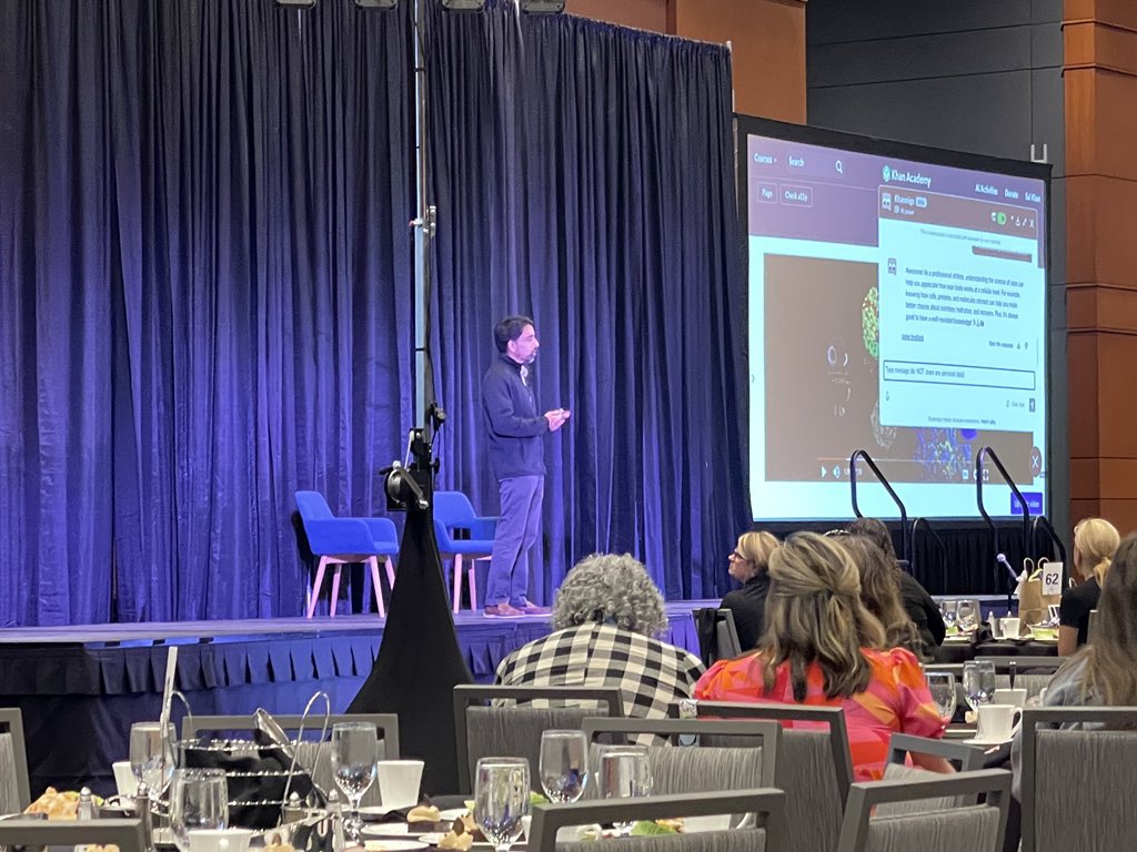 S_Sissell's tweet photo. Was lucky enough to hear Sal Khan, CEO of Khan Academy, speak TWICE today! 🤩 #NCAIM2024 https://t.co/Vp4QpBNEgn