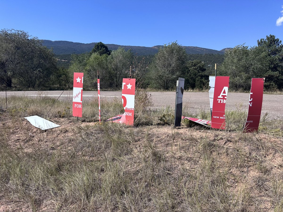 Lord4NM's tweet image. Some “tolerant” person filled with “joy” slashed our signs today.
You keep accumulating bad karma, and I&apos;ll keep putting the signs back up.
P.S. Smile for the camera 😉
@ThorntonforNM