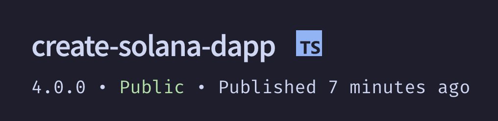 I'm excited to announce the new version of create-solana-dapp! 🔥

This major release improves how the app is created.

It's a lot faster, easier to add templates and for people to contribute! 🥳

Give it a spin and let me know what you think!

pnpx create-solana-dapp@latest