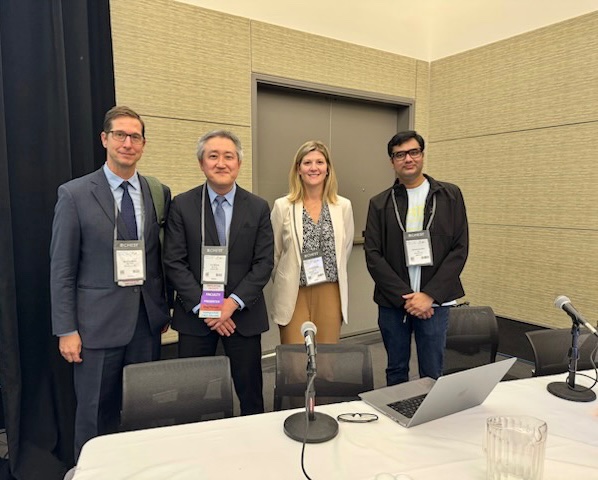 NephroP's tweet photo. Another great #POCUS controversies session, just like last year! It was an honor to share the stage with these amazing colleagues #CHEST2024 
#NephCrit #PulmCrit bond strengthens! 🤝
In 🖼️ - Dr. Boivin, @nantaro @FMaeWestMD, me https://t.co/kn40TY3N6P