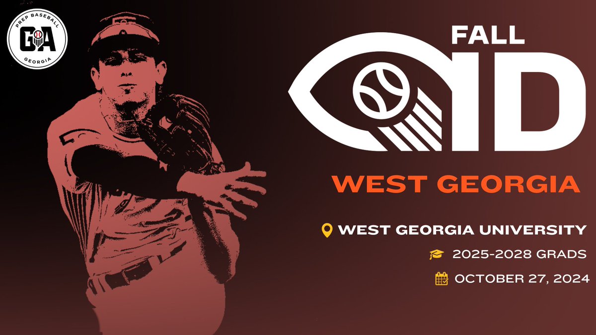 Prep Baseball Georgia (@prepbaseballga) on Twitter photo ๐ ๐๐๐ฌ๐ญ ๐๐๐จ๐ซ๐ ๐ข๐ ๐
๐๐ฅ๐ฅ ๐๐ ๐
+ We are headed West on October 27th to <a href="/UWGBaseball/">UWG Baseball</a> for our 2nd Fall ID of the year.
๐ University of West Georgia ๐บ
๐ 2025-2028 classes
๐ป Trackman/Blast/Swift
Registration, event details and moreโฆ โคต๏ธ
loom.ly/D7JHG5I ๐ ๐๐๐ฌ๐ญ ๐๐๐จ๐ซ๐ ๐ข๐ ๐
๐๐ฅ๐ฅ ๐๐ ๐
+ We are headed West on October 27th to <a href="/UWGBaseball/">UWG Baseball</a> for our 2nd Fall ID of the year.
๐ University of West Georgia ๐บ
๐ 2025-2028 classes
๐ป Trackman/Blast/Swift
Registration, event details and moreโฆ โคต๏ธ
loom.ly/D7JHG5I