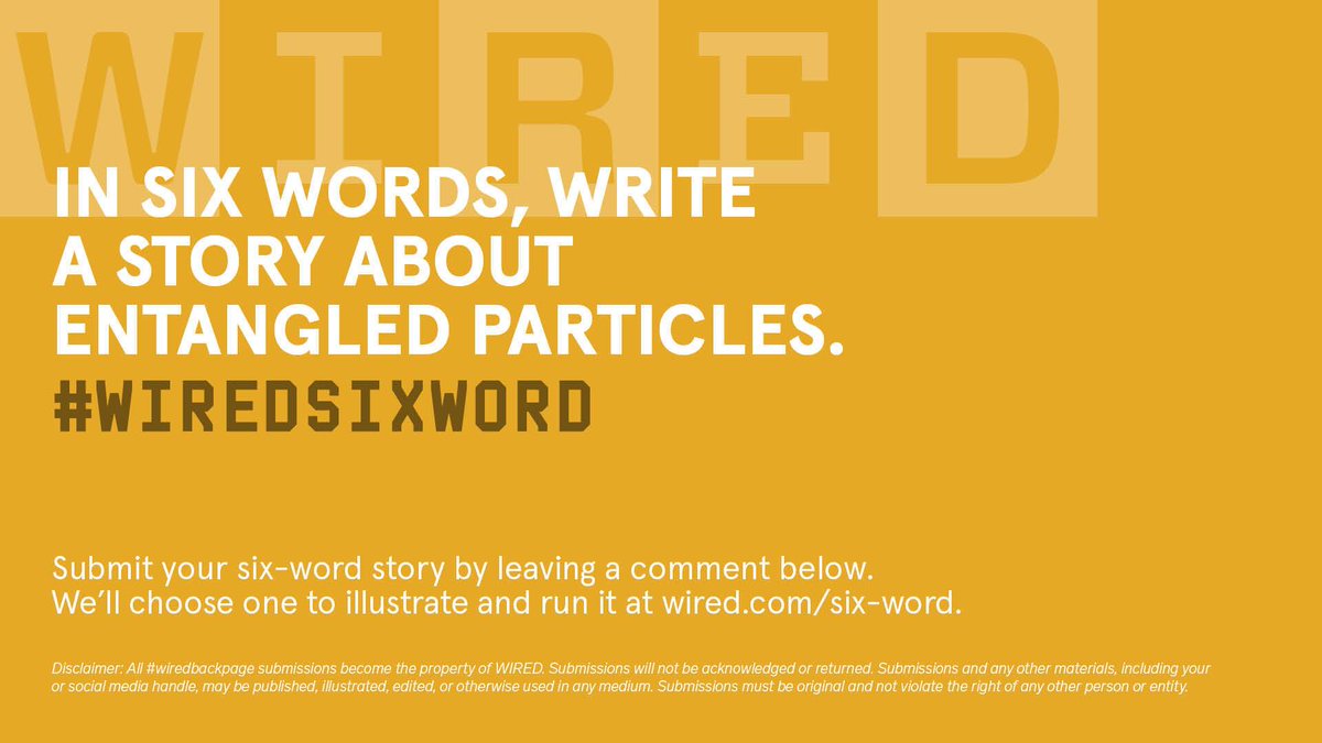 WIRED's tweet photo. 🔬 Do you see the subatomic particles connecting? For this month's #WIREDSixWord, can you to come up with a story about entangled particles. Tell us in six words and the winner will have their submission published to WIRED. https://t.co/qJFBpgLAaj