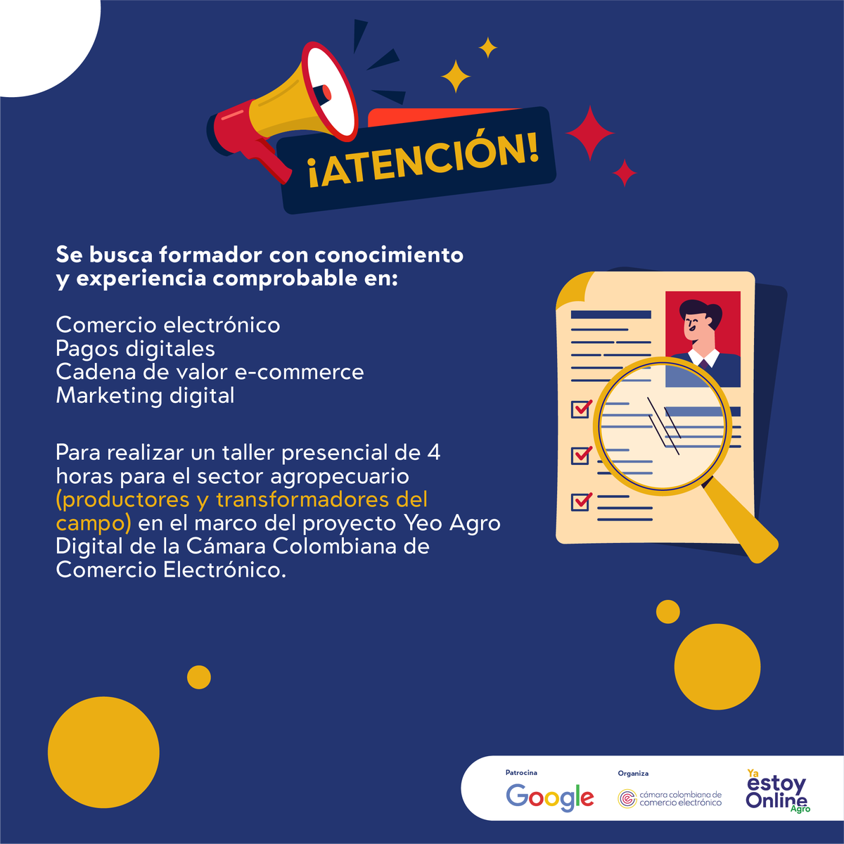 FundacionFaceIT's tweet photo. ¿Tienes experiencia como formador en temas relacionados con #ComercioElectrónico o #MarketingDigital? Únete a este gran proyecto de formación, liderado por la @camcoelectronic

Registra tu HV en https://t.co/M0bz9AEoUl https://t.co/na0GrtikjI
