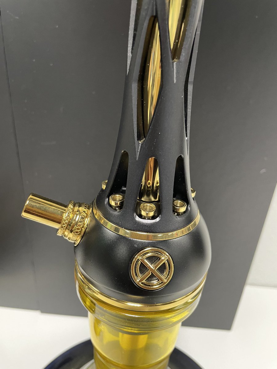 TexasHookah's tweet photo. The Blade Hookah One M LE hookah stem is a Russian made hookah stem with elegant black and gold design. For extra protection, all stainless steel parts are covered with titanium! https://t.co/Z2zFIdQPpz #hookah #hookahs #shisha https://t.co/DekjxfbMmf