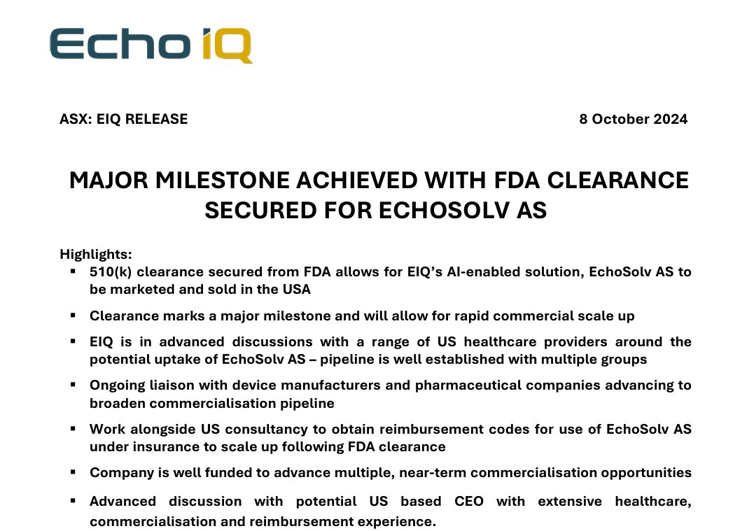 KalasTerry's tweet photo. $EIQ $EIQ.ax  FDA CLEARANCE!!!! https://t.co/VhiddGVtAZ