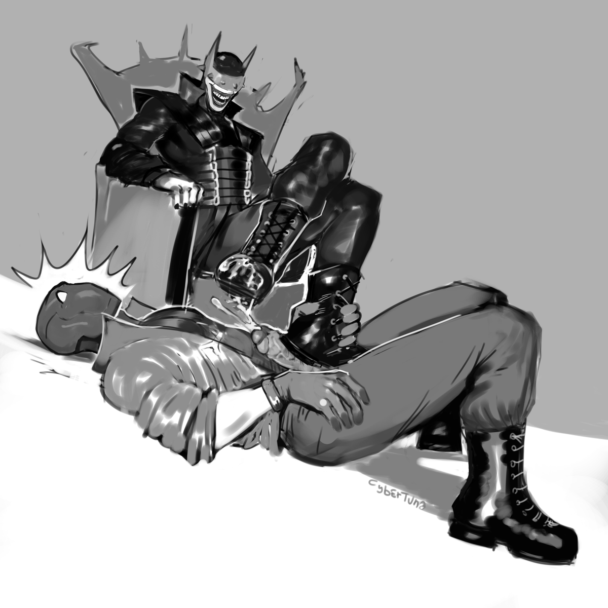 lewd_tuna's tweet photo. Red Hood and the Batman who laughs🥾🍆 /Commission done for @lover_digimon https://t.co/gjJN4JYooG