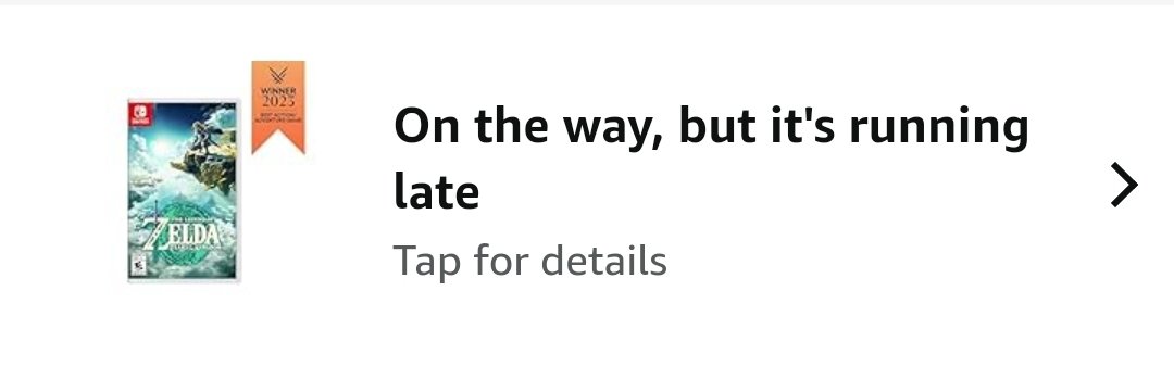 I did a order through Amazon on Saturday night. Mainly cause it said would be delivered from 4am-8am so I was like really I could play that on Sunday on my day off. Now it's Monday night! Lol where is it! Save me Link! <a href="/amazon/">Amazon</a> #Amazon #Zelda #Nintendo