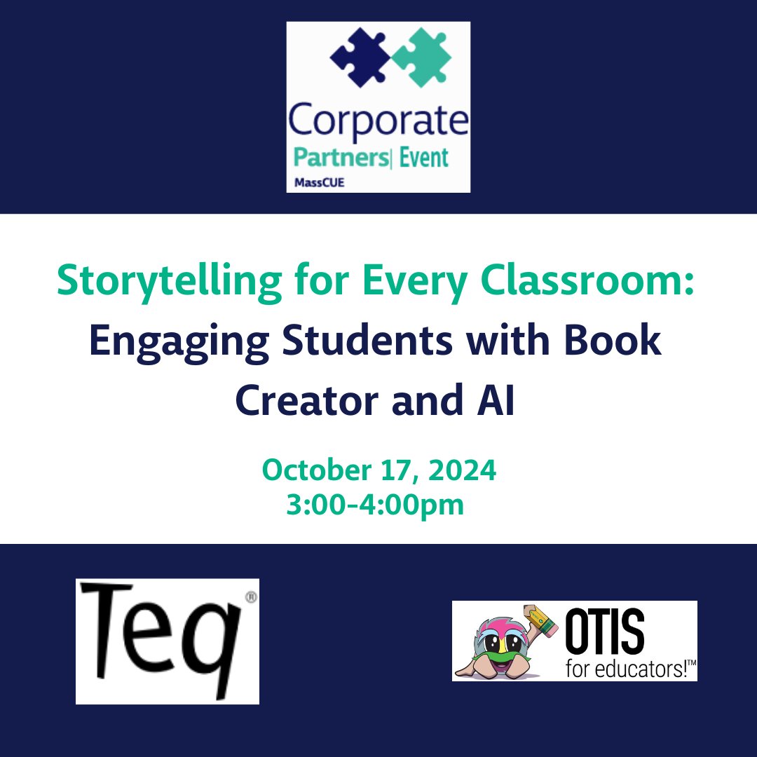 MassCUE (@masscue) on Twitter photo Storytelling can be a powerful way to engage students. Join #MassCUE Corporate Partner <a href="/TeqProducts/">TeqProducts</a> for a webinar on Book Creator & AI, Oct 17 at 3:00pm. Learn more: bit.ly/3TnJgUQ Storytelling can be a powerful way to engage students. Join #MassCUE Corporate Partner <a href="/TeqProducts/">TeqProducts</a> for a webinar on Book Creator & AI, Oct 17 at 3:00pm. Learn more: bit.ly/3TnJgUQ