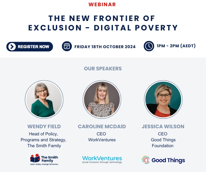 Anti-Poverty Week (@antipovertyweek) on Twitter photo #antipovertyweek WEBINAR- Digital Poverty - BOOK HERE: bit.ly/DigitalPovertyā¦
Hear from experts with practical solutions and innovative strategies from <a href="/SmithFamily_org/">The Smith Family</a>; WorkVentures and <a href="/goodthingsaus/">Good Things Australia</a> - for a #fairhousingfuture #apw24 #antipovertyweek WEBINAR- Digital Poverty - BOOK HERE: bit.ly/DigitalPovertyā¦
Hear from experts with practical solutions and innovative strategies from <a href="/SmithFamily_org/">The Smith Family</a>; WorkVentures and <a href="/goodthingsaus/">Good Things Australia</a> - for a #fairhousingfuture #apw24
