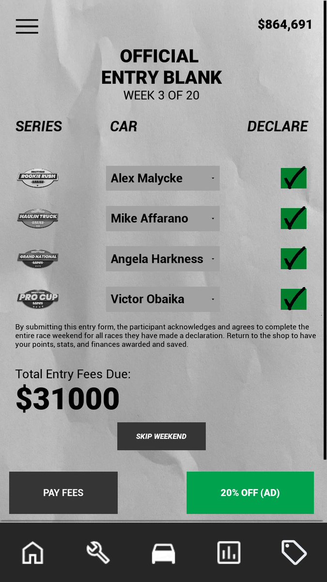 Got the nightmare blunt rotation going for all 4 championships in one season of DraftyCar #DraftyCar