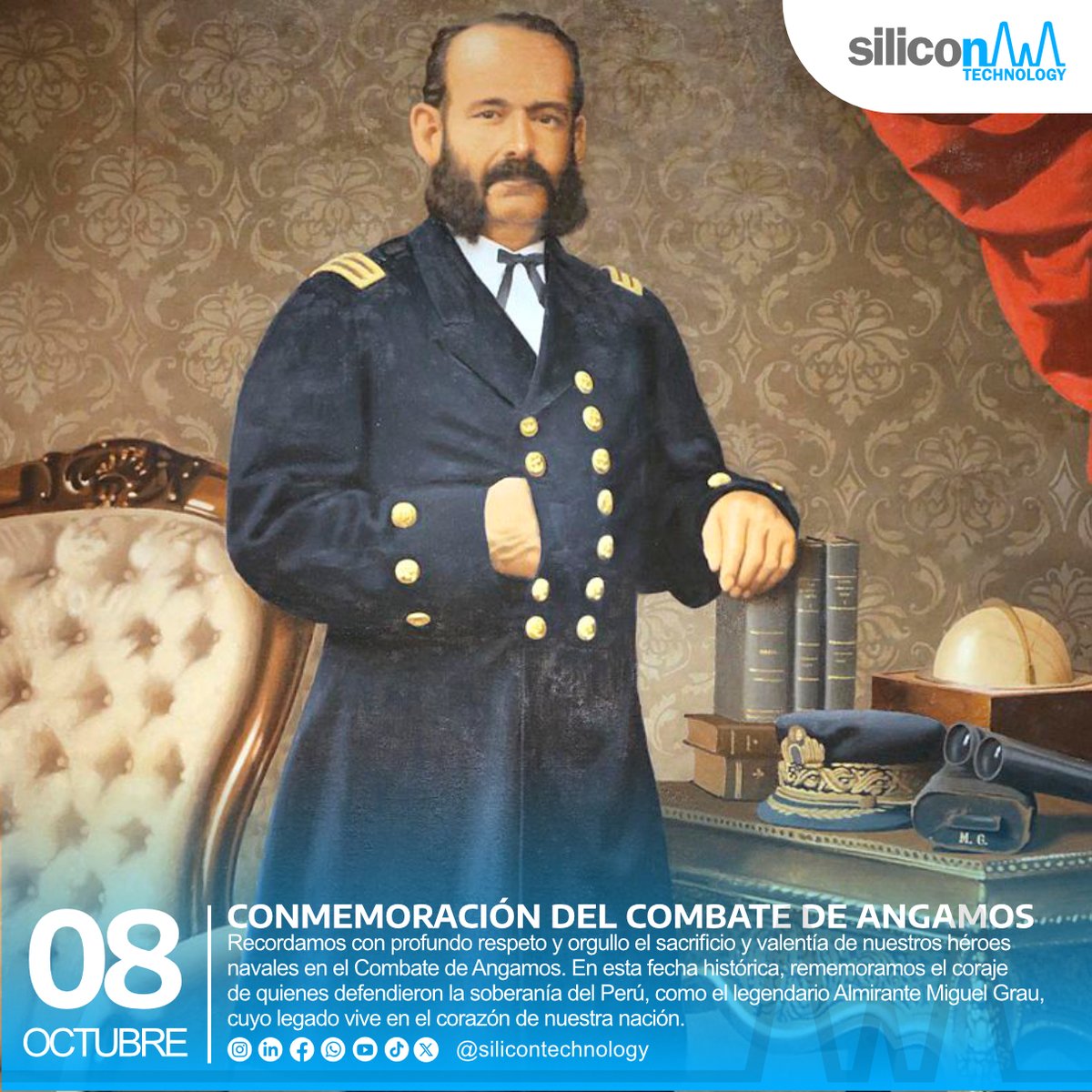 _silicontech's tweet image. Conmemoración del Combate de Angamos
Hoy recordamos con orgullo y respeto a nuestros héroes navales, como el Almirante Miguel Grau ⚓, por su valentía en defensa del Perú 🇵🇪. ¡Honor y gloria a quienes dieron todo por la patria! 🙌
#CombateDeAngamos #MiguelGrau #HéroesDelPerú