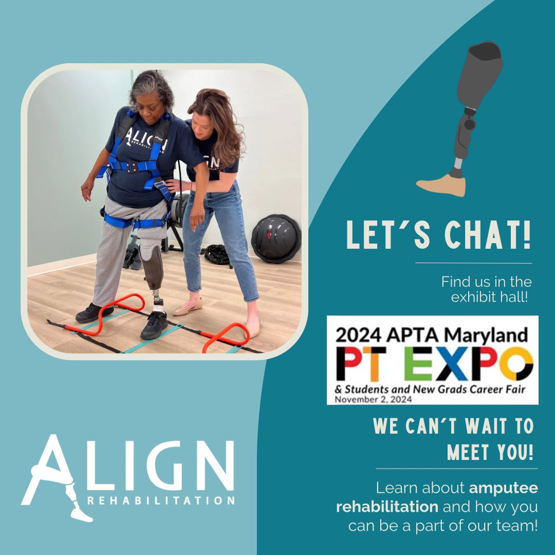 Michelle Jamin PT, DPT (@michelle_jamin) on Twitter photo Align Rehabilitation is excited to announce that we will have a booth at this yearās <a href="/APTAofMaryland/">APTA Maryland</a> PT Expo and <a href="/aptamdSSIG/">APTA Maryland SSIG</a> / new grad career fair! Be sure to stop by our booth to learn about a career in amputee rehab 𦾠Align Rehabilitation is excited to announce that we will have a booth at this yearās <a href="/APTAofMaryland/">APTA Maryland</a> PT Expo and <a href="/aptamdSSIG/">APTA Maryland SSIG</a> / new grad career fair! Be sure to stop by our booth to learn about a career in amputee rehab š¦¾