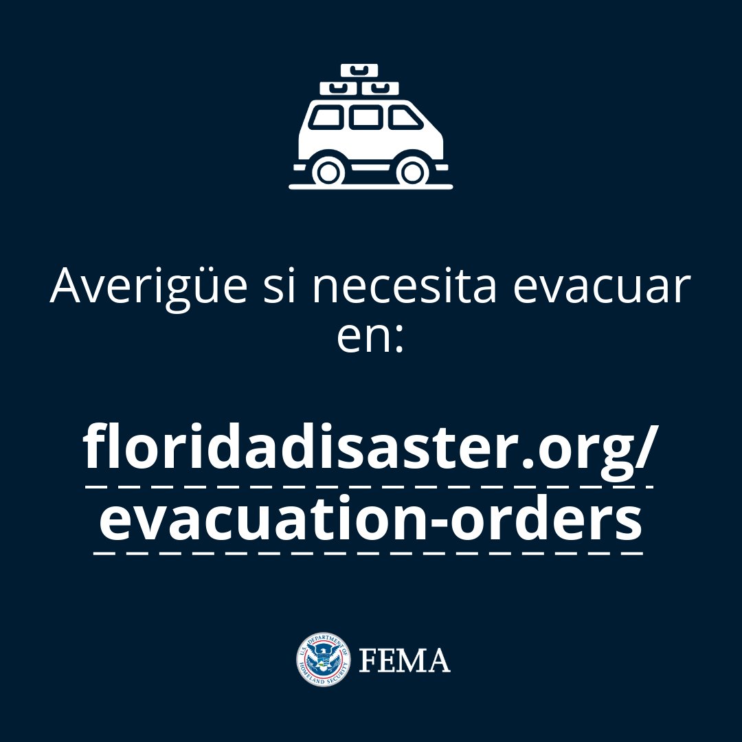 FEMAespanol's tweet photo. Tome las precauciones necesarias AHORA para prepararse para el huracán #Milton.  

1/2 ⤵️ https://t.co/5U96IQy5Jk
