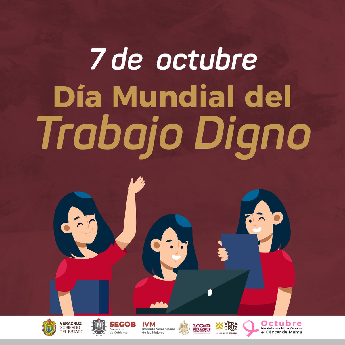 📆 7 de octubre | Día Mundial del Trabajo Digno
#EfeméridesConPerspectivaDeGénero 

¡Las mujeres tenemos derecho a un trabajo digno!