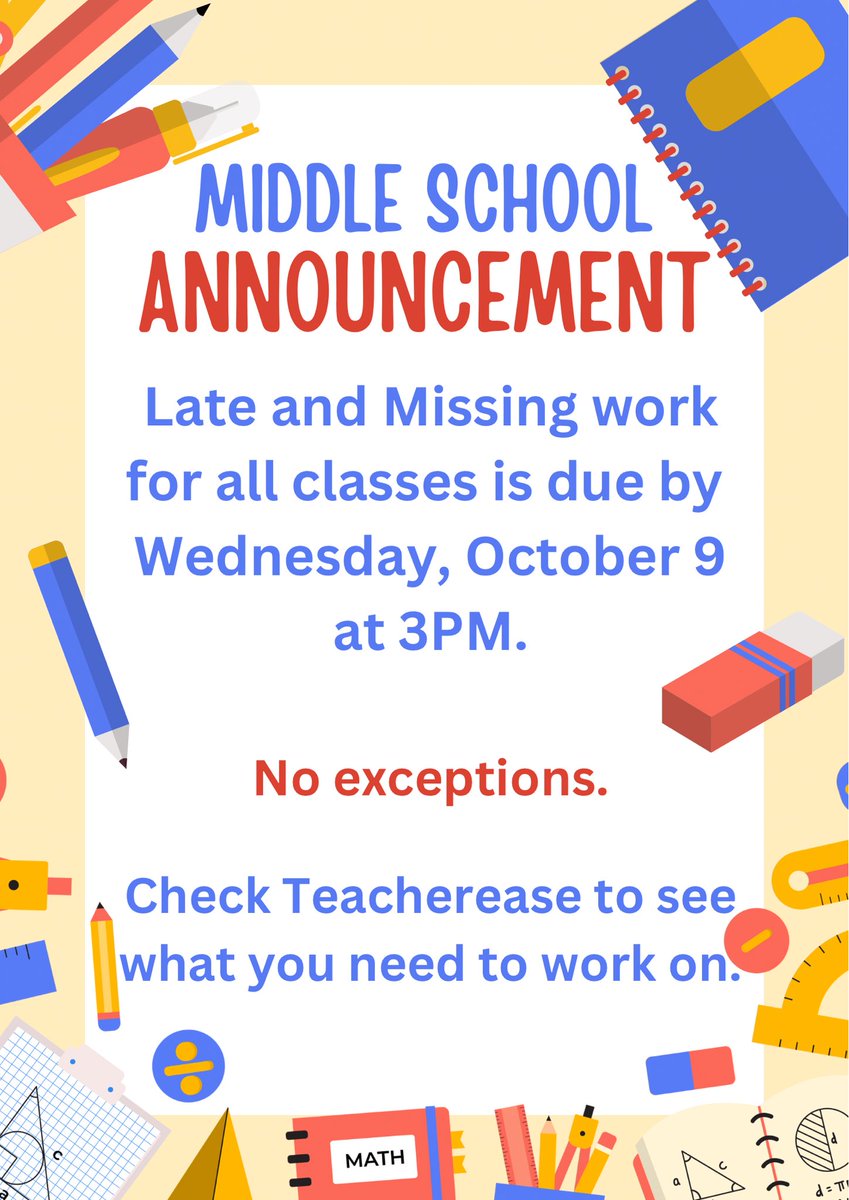 Late and missing work update: