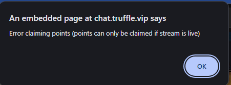itisElz's tweet photo. @TruffleVIP Get this alot when claiming point while a streamer is live. https://t.co/6f4z2jSgm9