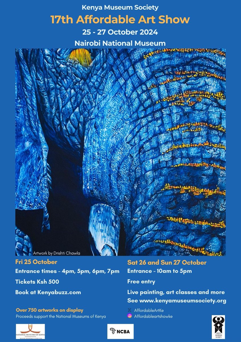 Introducing ....

The artists who'll be working live at the #AffordableArtShowKe this month. 

#AffordableArtShowKe - 25-27 Oct 2024

Opening night tickets on sale at <a href="/KenyaBuzz/">KenyaBuzz</a> - bit.ly/17AASOpening 

Free entry Sat &amp; Sunday!

Full program - 
bit.ly/17AASSchedule