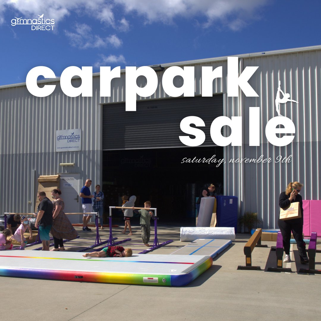 GymnasticDirect's tweet photo. Mark your calendars! Gymnastics Direct's annual carpark sale is right around the corner. 💙🤸

🔔 You can follow our Facebook event for updates about the day here: 

https://t.co/4E9ar945O0 https://t.co/R6YLUmcHT2