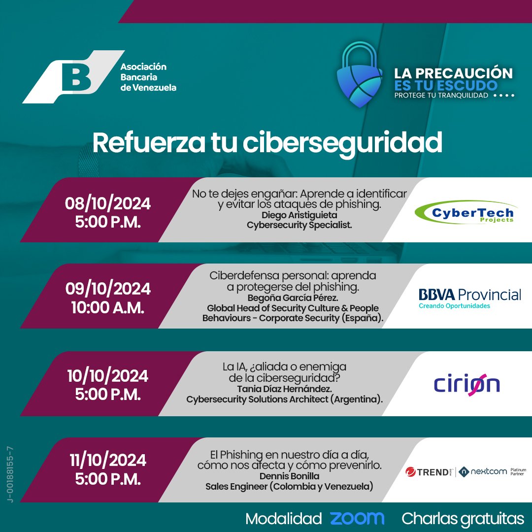 BreakBancario's tweet photo. ¿Recibiste un email de tu banco pidiéndote tu contraseña? ¡Cuidado! Puede ser #phishing 🎣

Aprende como identificarlo y evitarlo a través de 4 webinars gratuitos. Inscríbete a través de https://t.co/EHW0JnsAs0 

#ciberseguridad #antiphishing #proteccion #tuescudodigital https://t.co/hZitNBQSZa