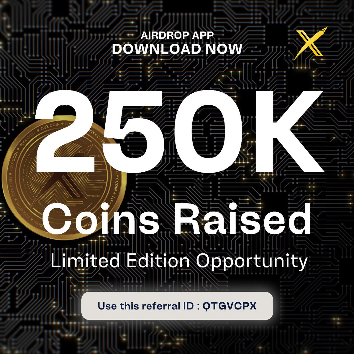 flyxcoin's tweet photo. "Unlock the potential of FlyXcoin. Claim your free tokens now."#flyxcoin #flyx #flyxpay #flyxgateway #upic #upicrypto #flyxmerchant #flyxbusiness #flyxproject https://t.co/Pxx5FH4Qe9