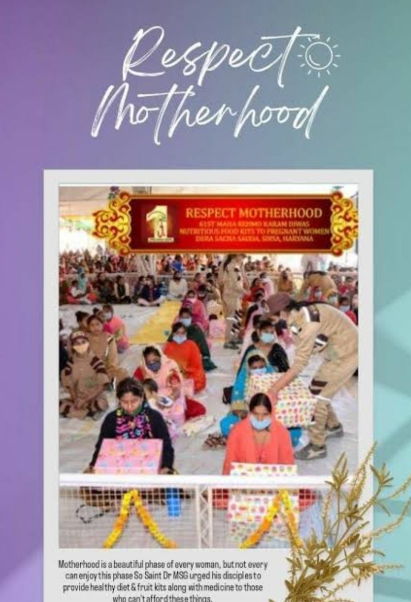 neha_educator's tweet image. Under Ram Rahim&apos;s guidance, #RespectMotherhood provides free medical care to pregnant women in need.