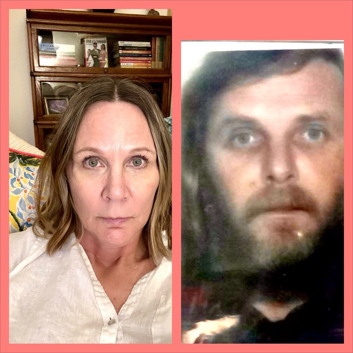 Finally got a pic of my bio father as an adult. This was only a few months before he died at age 44. Side by side, I see myself in him and him in me. Wish I’d known him #adoptee #mirroring #dna