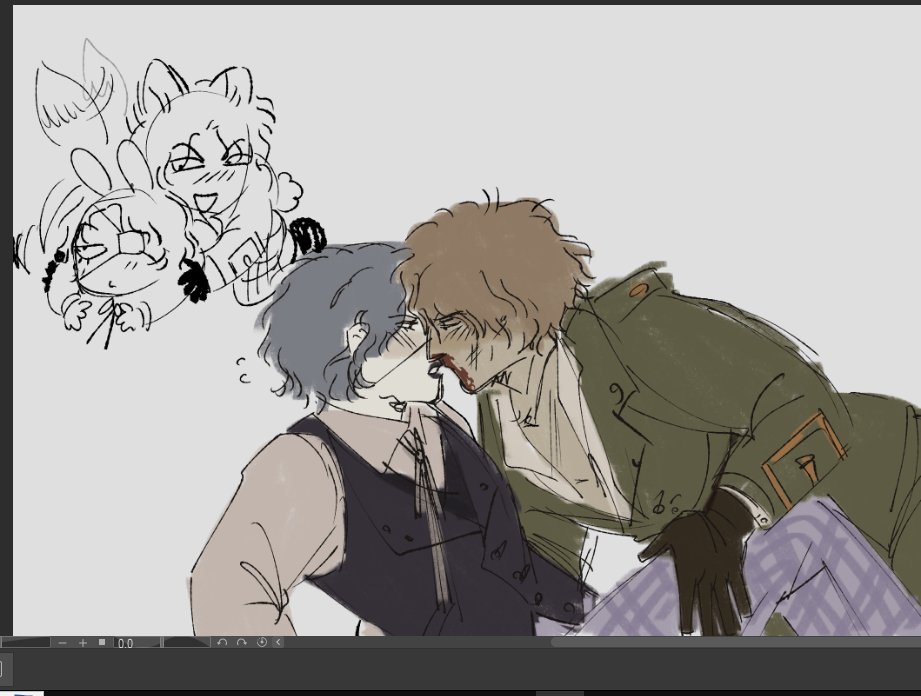 failentineland's tweet photo. sorry for lack of art ive been fightingdemons. unfinished yaoi doodle https://t.co/KBecndrF0m