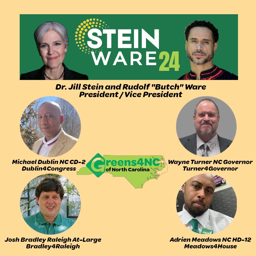 Register to vote by October 11th and don't forget to register for the Green Party. Look for the #Greens4NC on your ballot.
