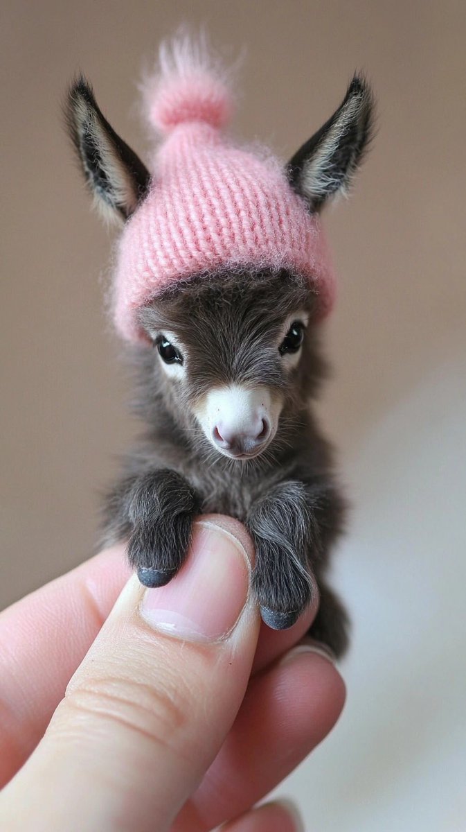 CyberVixenX's tweet image. Tiny fashion icon alert! 🐴💖 This adorable mini donkey is rocking a cozy pink beanie and stealing hearts everywhere. Too cute to handle! 

#MiniDonkey #CuteOverload #TinyAnimals #AnimalFashion #AdorablePets