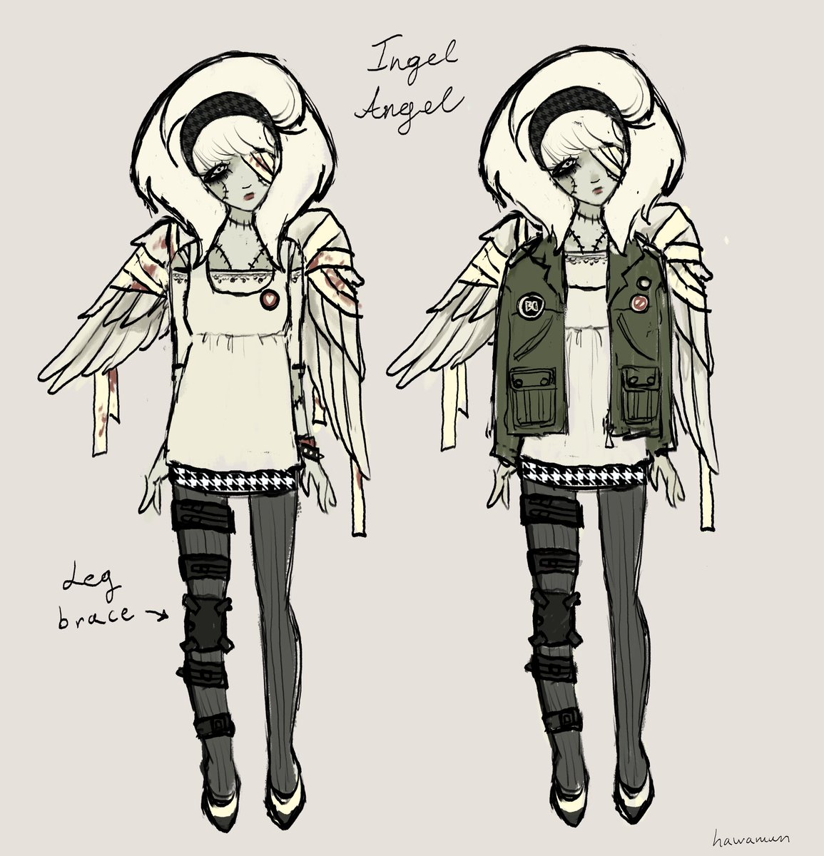 Long time no see…made a new oc named Ingel Angel. Frankenangel girl with a saviour complex. Also a Poppare (dead Swedish subculture from the 90s/2000s). For <a href="/worsewishes/">juno ★</a> freakspace story / universe 🖤