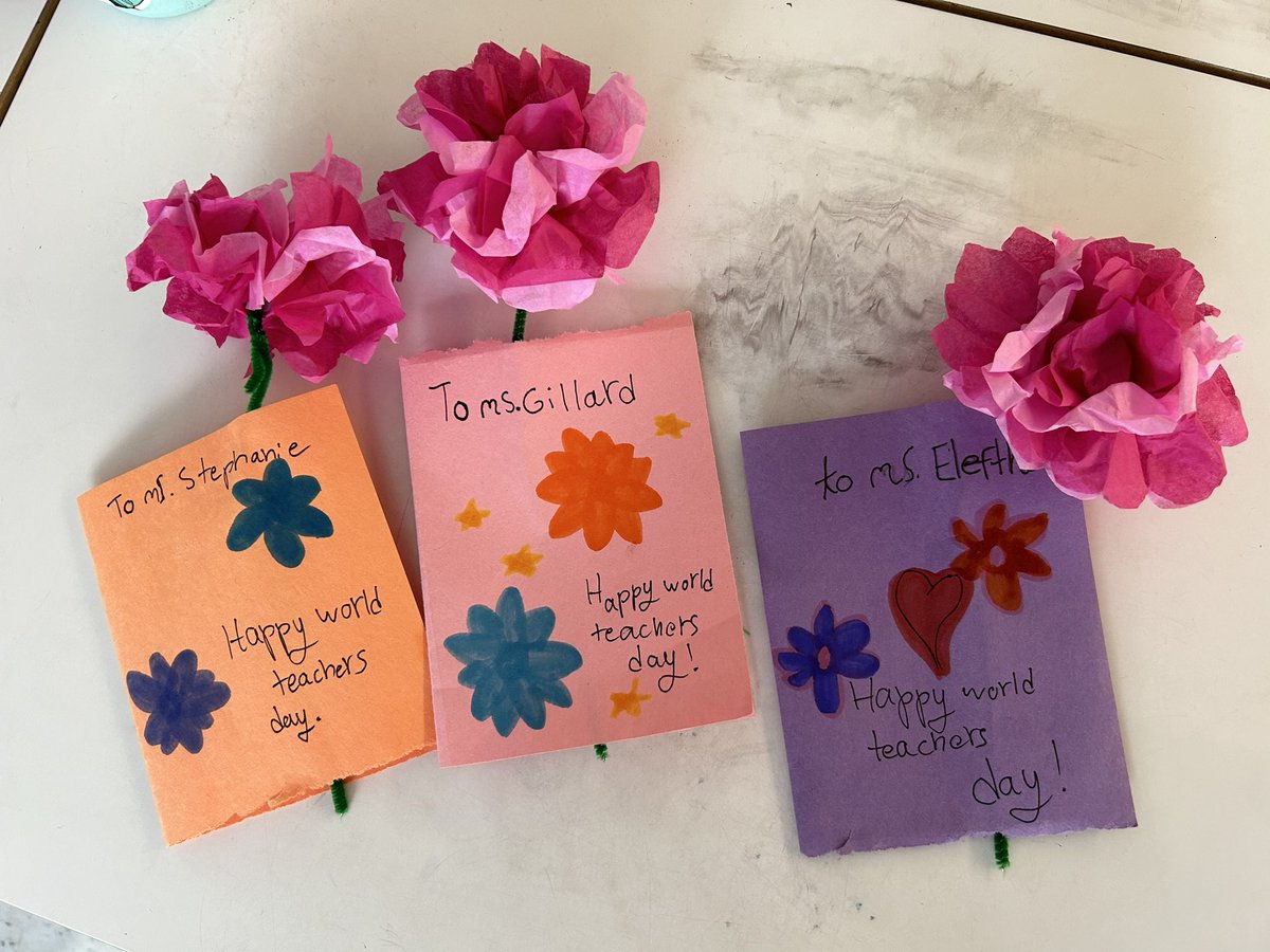 Gr5 Cochrane Smarties enjoyed making these Happy World Teachers Day cards for all of our teachers today.  They also had fun delivering them!💕😊 <a href="/HRCE_NS/">Halifax Regional Centre for Education</a> <a href="/basinviewdrive/">Wokabri</a>