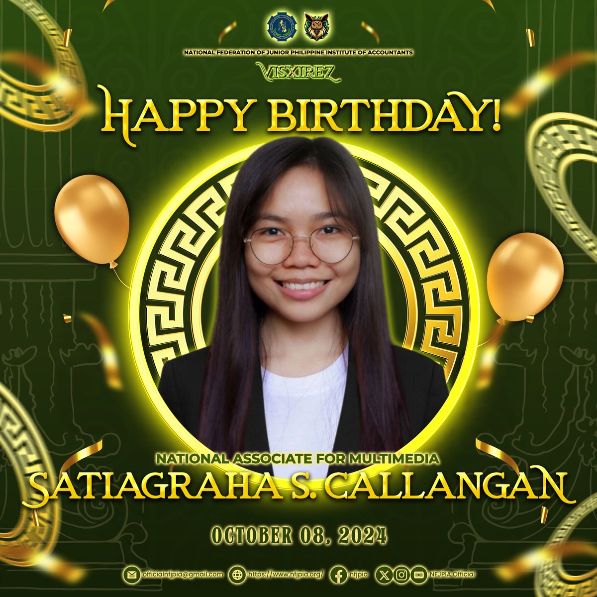 "𝐇𝐨𝐥𝐝𝐢𝐧𝐠 𝐨𝐧𝐭𝐨 𝐭𝐫𝐮𝐭𝐡"

Happiest Birthday to one of our 𝐍𝐚𝐭𝐢𝐨𝐧𝐚𝐥 𝐀𝐬𝐬𝐨𝐜𝐢𝐚𝐭𝐞𝐬, 𝐒𝐚𝐭𝐢𝐚𝐠𝐫𝐚𝐡𝐚 𝐒. 𝐂𝐚𝐥𝐥𝐚𝐧𝐠𝐚𝐧. 

#HappySatiagrahaDay
#VISXIREZ
#NFJPIA2425