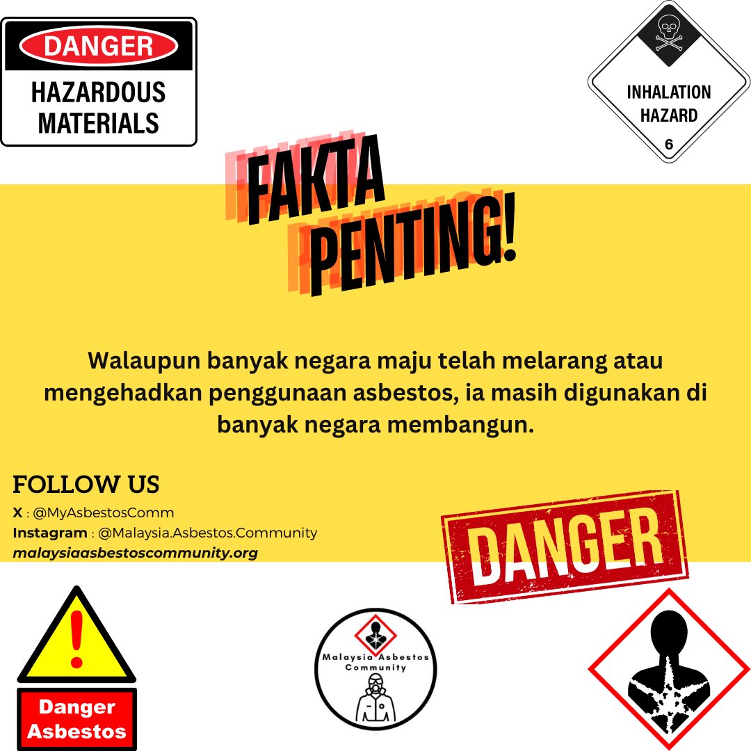MyAsbestosComm's tweet photo. Follow kami di social media di instagram dan X atau layari Laman Sesawang rasmi kami di https://t.co/kQL28RPw9i 

#asbestosawareness 
#malaysia 
#malaysiaasbestoskomuniti
#jabatanalamsekitar 
#kementeriankesihatanmalaysia 
#jabatankerjaraya
#jkkpmalaysia
#MalaysiaMADANI https://t.co/INVqldNQoY