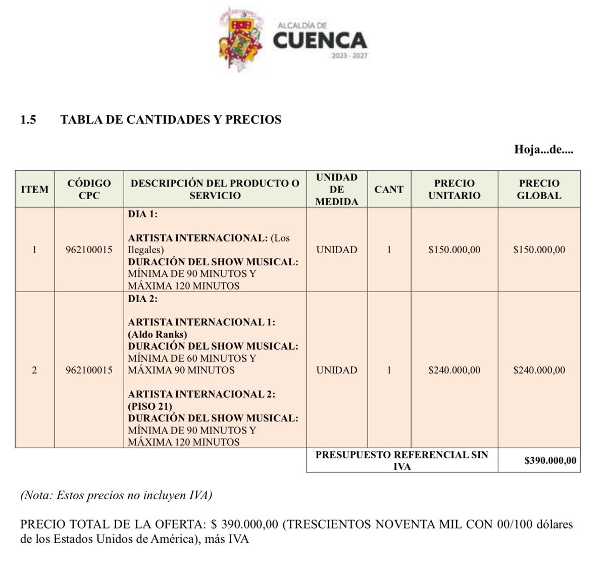 JohnMachado86's tweet photo. Cómo está de caro todo no?

El año anterior Piso 21 cobró $120.000 en Ibarra y en 2022 en El Carmen hicieron full eventos incluido Aldo Ranks por $33.000.

Ahora, por las fiestas de Cuenca, Piso 21 y Aldo solito nos salen a $240.000.

Ha de ser por eso de los energéticos… https://t.co/oloHdJkX0R
