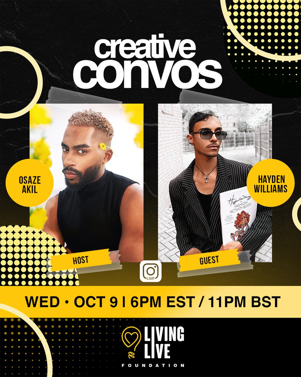 LivingLiveOrg's tweet photo. Next on #CreativeConvos, we’re diving into the mind of one of fashion’s most iconic illustrators, @Hayden_Williams.
Join us on Wednesday, October 9 at 6PM EST / 11PM BST on IG LIVE for a must-see conversation hosted by painter & designer @OsazeAkil. https://t.co/gL0NYxUKHx