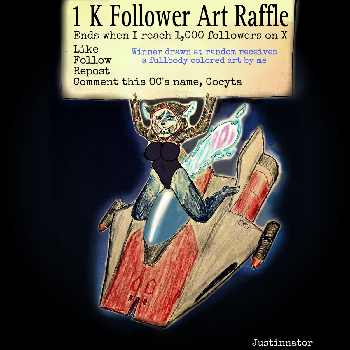 Can I reach 1K by New Year’s? Let’s find out. 
(Rules in picture)
Like, Follow, retweet, and comment Cocyta’s name. 
I think I’ll be using Twitterpicker for the winner selection. 
#artraffle #furryart