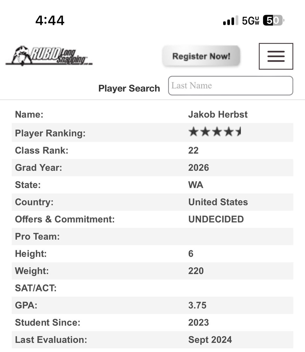 Jakob Herbst ‘26 WA LS 4.5⭐️ #1 in PNW tweet media