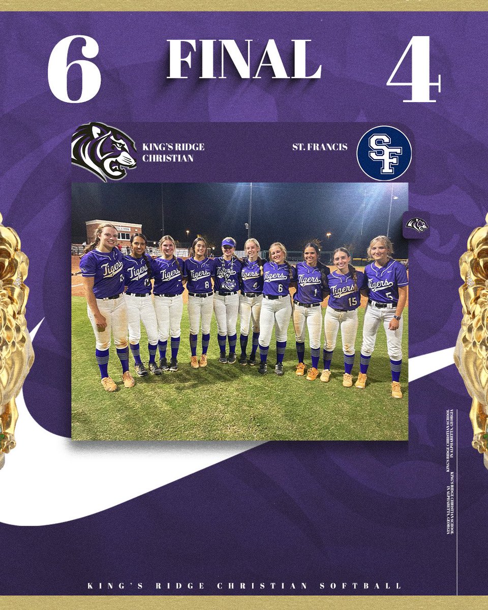 Tigers advance in the Region Tournament with a win over St. Francis. Back in action tomorrow at 6:00 at Wesleyan. Great job!! 🔥🥎