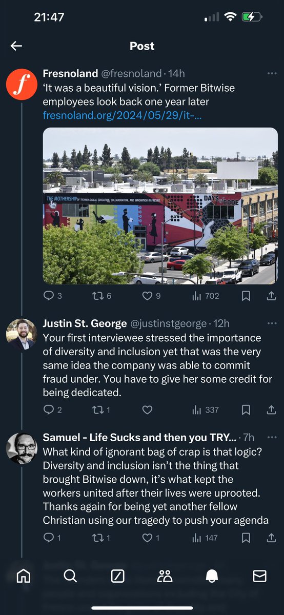 Samlopez's tweet photo. @OldManDowdy @FresnoFirebrand A friend at church later talked to me about him. He knows St George from FPU and he confirmed his persecution complex. He’s a ticking time bomb waiting to blow up everyone he’s associated with. https://t.co/t2eDJ8pCJl