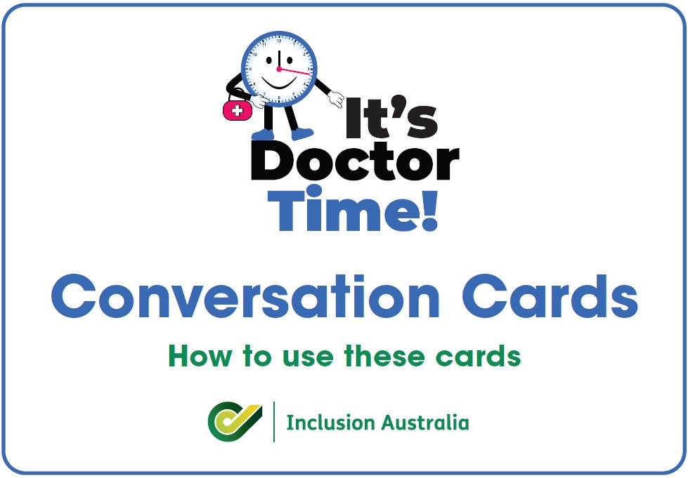 We have made a set of Conversation Cards to help people with intellectual disability and supporters learn more about yearly health checks. If you are a person with intellectual disability or family member, you can get a FREE set of cards. More info here:
inclusionaustralia.org.au/resource/its-d…