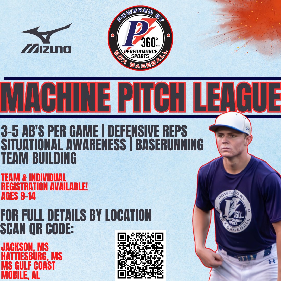 P360 Performance Sports-Pearl (@p360pearl) on Twitter photo The 2024 P360 Machine Pitch League kicks off in just two weeks! Team slots and individual slots still remaining!
Full Details & Registration:
p360performancesports.com/2024-p360-mach…
Questions?
colton@sbgsox.com
Monday & Thursday Games @ Freedom Ridge Park! The 2024 P360 Machine Pitch League kicks off in just two weeks! Team slots and individual slots still remaining!
Full Details & Registration:
p360performancesports.com/2024-p360-mach…
Questions?
colton@sbgsox.com
Monday & Thursday Games @ Freedom Ridge Park!
