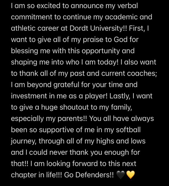 SoftballSkies's tweet photo. All of us @SoftballSkies are proud to share that senior Sumaya Edwards has committed to Dordt University to continue her academic &amp; 🥎 career. See her announcement in her own words here. So very proud of you Sumaya! Can’t wait to see what you do in your senior season. 💜 ya! https://t.co/BKs2BunpXM