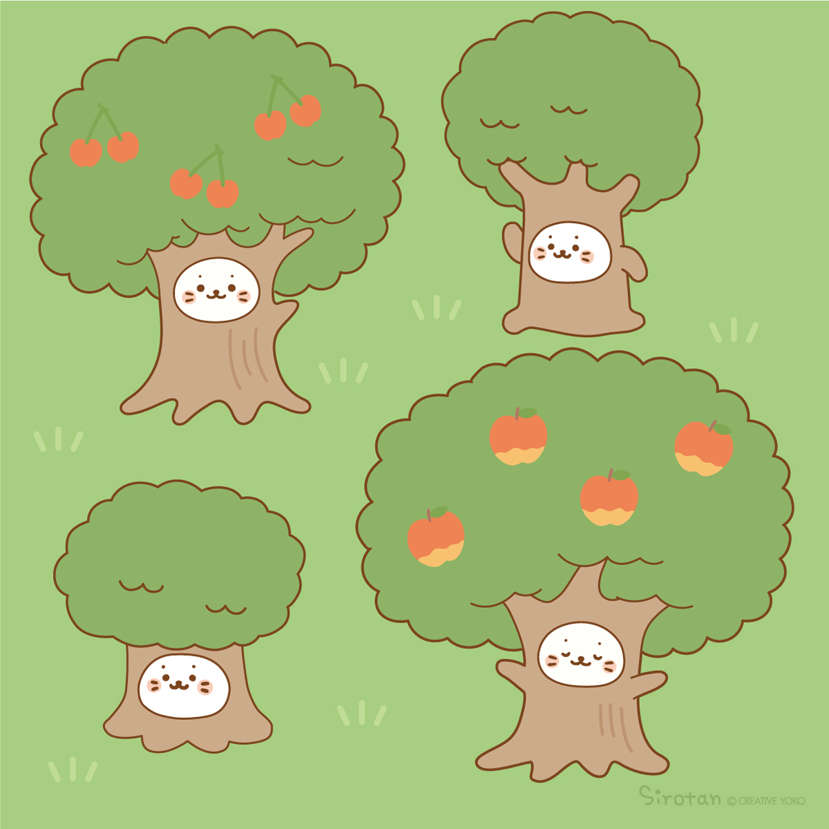 「今日は #木の日 (=・ω・=)「みんなはどの木たんが好き?」#今日は何の日 」|しろたんのイラスト