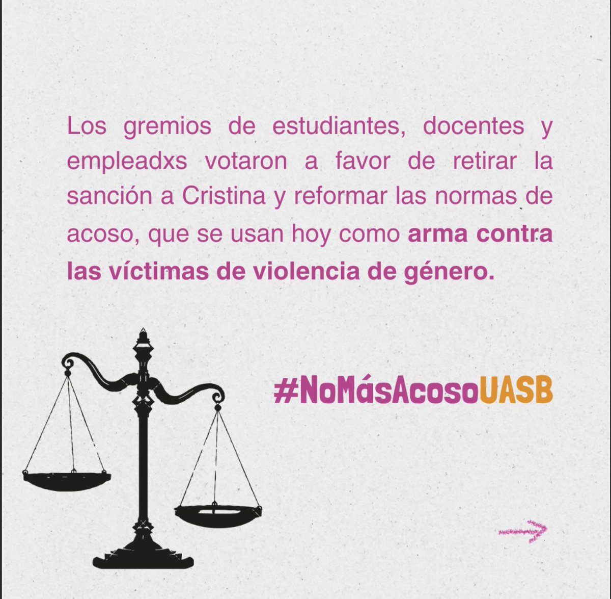 Los procesos legales son violentos, el derecho no está hecho para nosotras, pero siempre hay quienes se lo apropian para construir justicia. 

Con toda su convicción me han acompañado <a href="/JuanPablo_Alban/">Juan Pablo Albán</a> <a href="/DDHH_Alianza/">Alianza de Organizaciones por los Derechos Humanos</a> y <a href="/SurkunaEc/">Surkuna💚</a> , que se han comprometido con este proceso donde fui