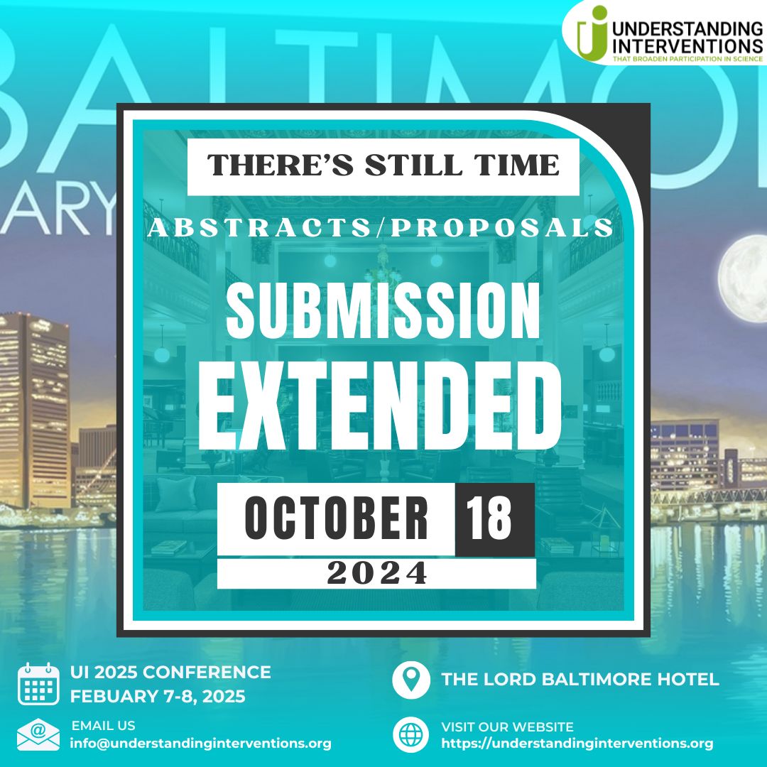 Great news! The UI 2025 Abstract Submission deadline has been extended to!  Also, don’t miss out on early bird registration—ends Nov 1, 2024. Register now! understandinginterventions.org/conferences/20…
 #CallForAbstracts #ConferenceUpdate #EarlyBird