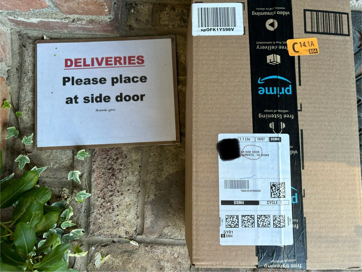 eye4thelinks's tweet photo. Amazon deliveries fail consistently to deliver per instructions 4x’s this week. Trying to discourage porch pirates with absolutely no help from Amazon https://t.co/X2JHj08ALS