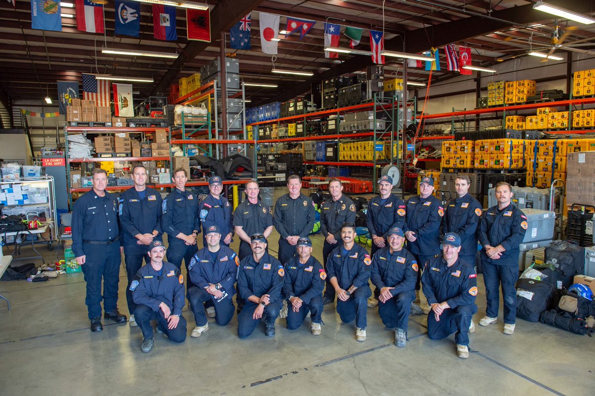 LACOFD's tweet photo. On 10/5 #LACoFD CA-TF2 was activated as a Type III FEMA team in response to Tropical Cyclone Milton. 

Our USAR team consists of 45 members. 26 members left on Saturday, driving the cache across the country headed to Atlanta, Georgia.  Remaining members flew out this afternoon. https://t.co/SoUeeO1su3